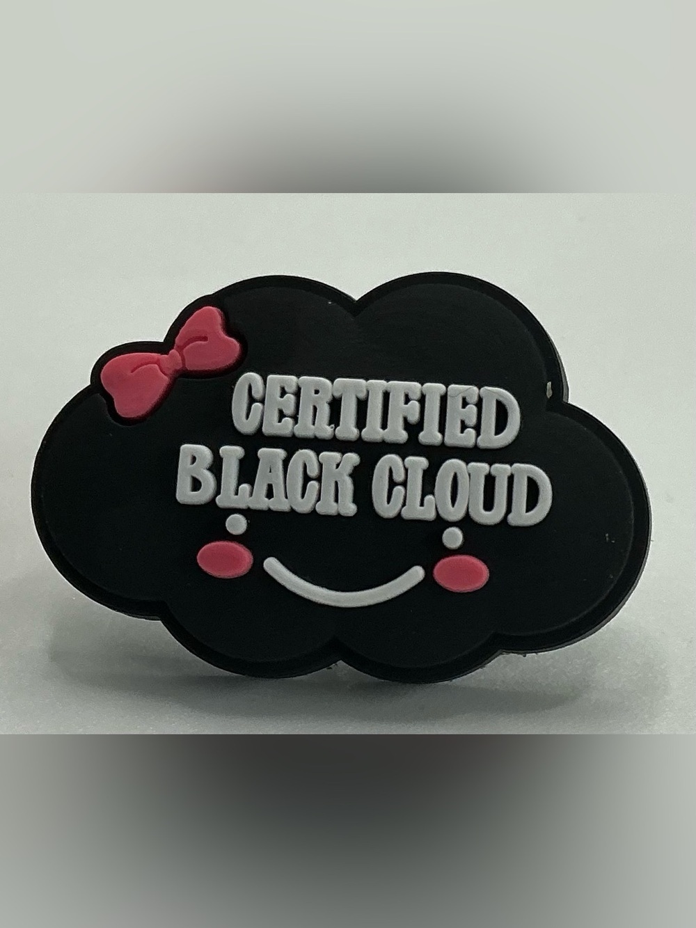 CUTE GOTH PVC LAPEL PIN CERTIFIED BLACK CLOUD